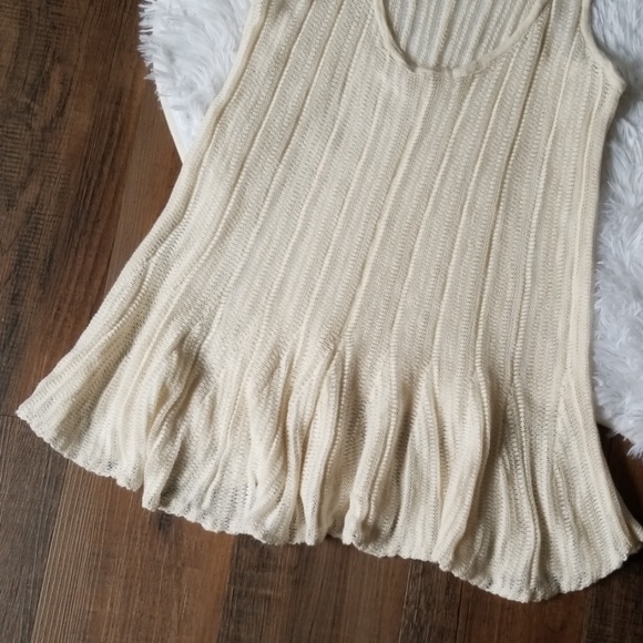 Knit Tank Top Ruffle Cream Festival American Eagle - Picture 4 of 5